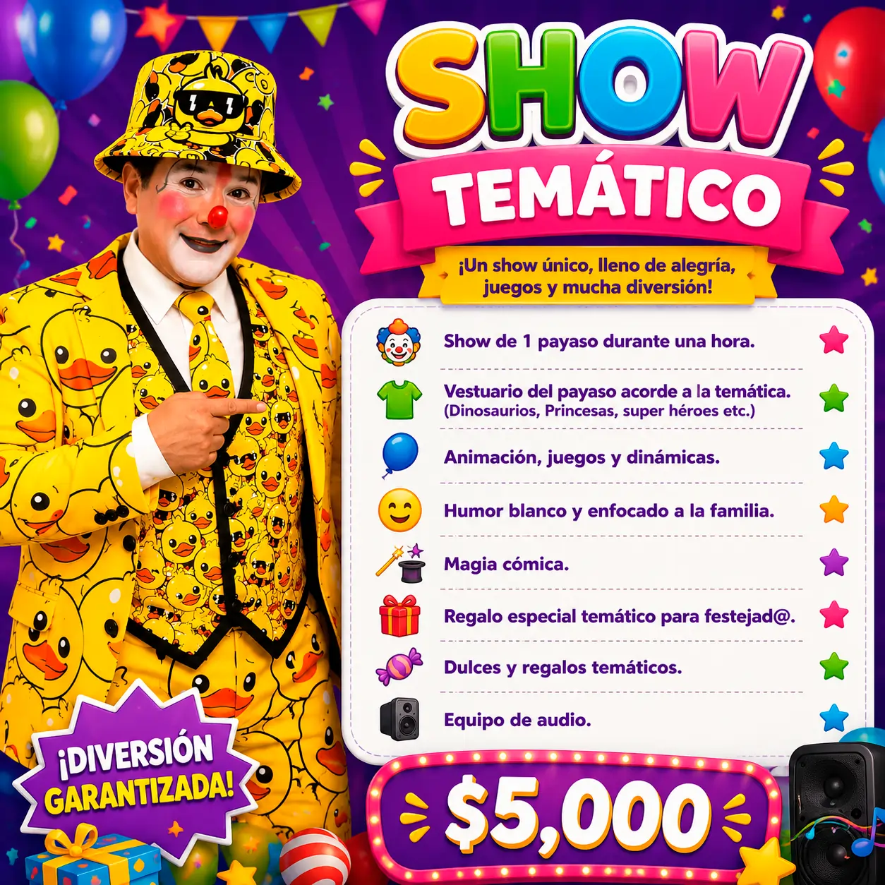 Paquete 5 Payasos Toluca